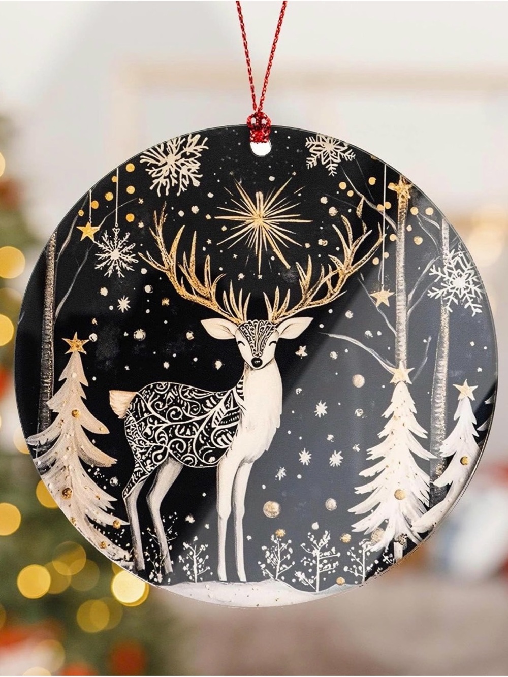 🎇Multi🎇Holiday Black and Gold Reindeer Ornament (2/$10)